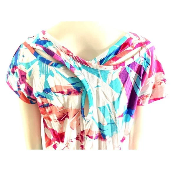 T By Talbots Size Small Multicolor Rayon Cotton Tee Floral Print City Casual Tee - Picture 6 of 12